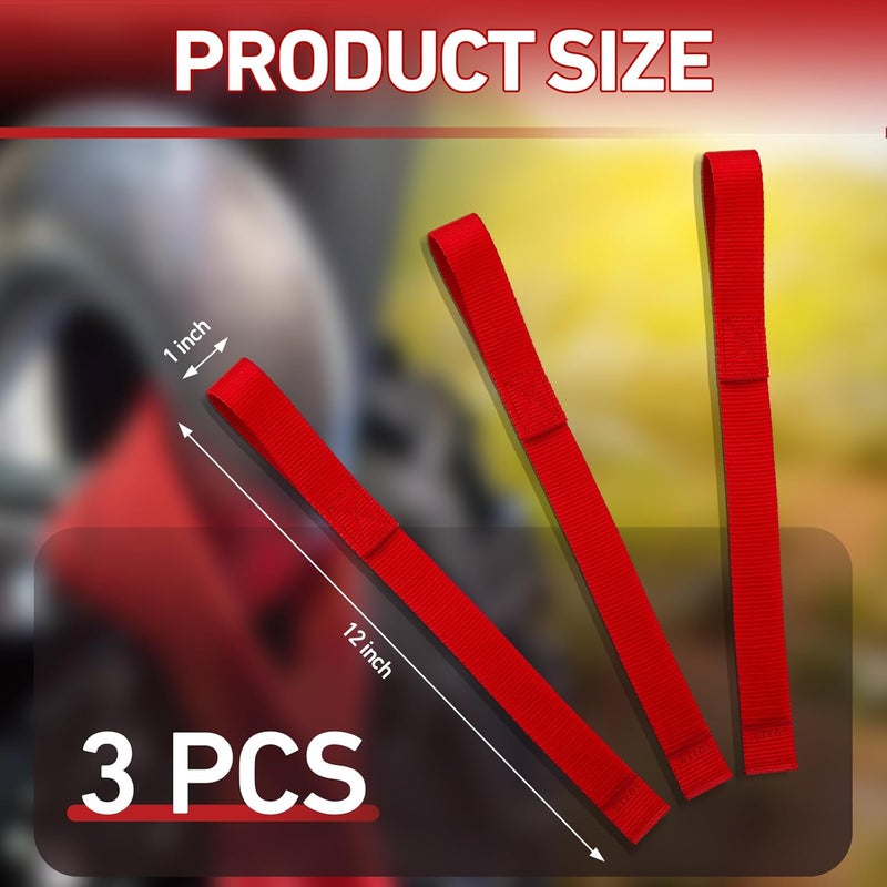 Wowangce 3 Pcs Winch Hook Pull Straps 1 Inch Wide 12 Inches Long Hook Strap Nylon Winch Strap for Cable Rope, Red - Image 2